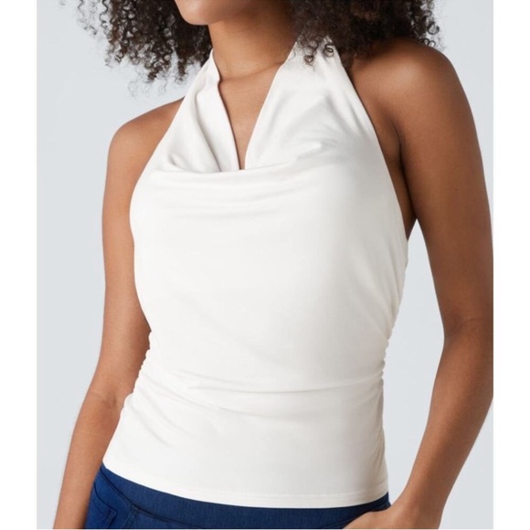 HALARA Tops - Halara White Halter Cowl Neck